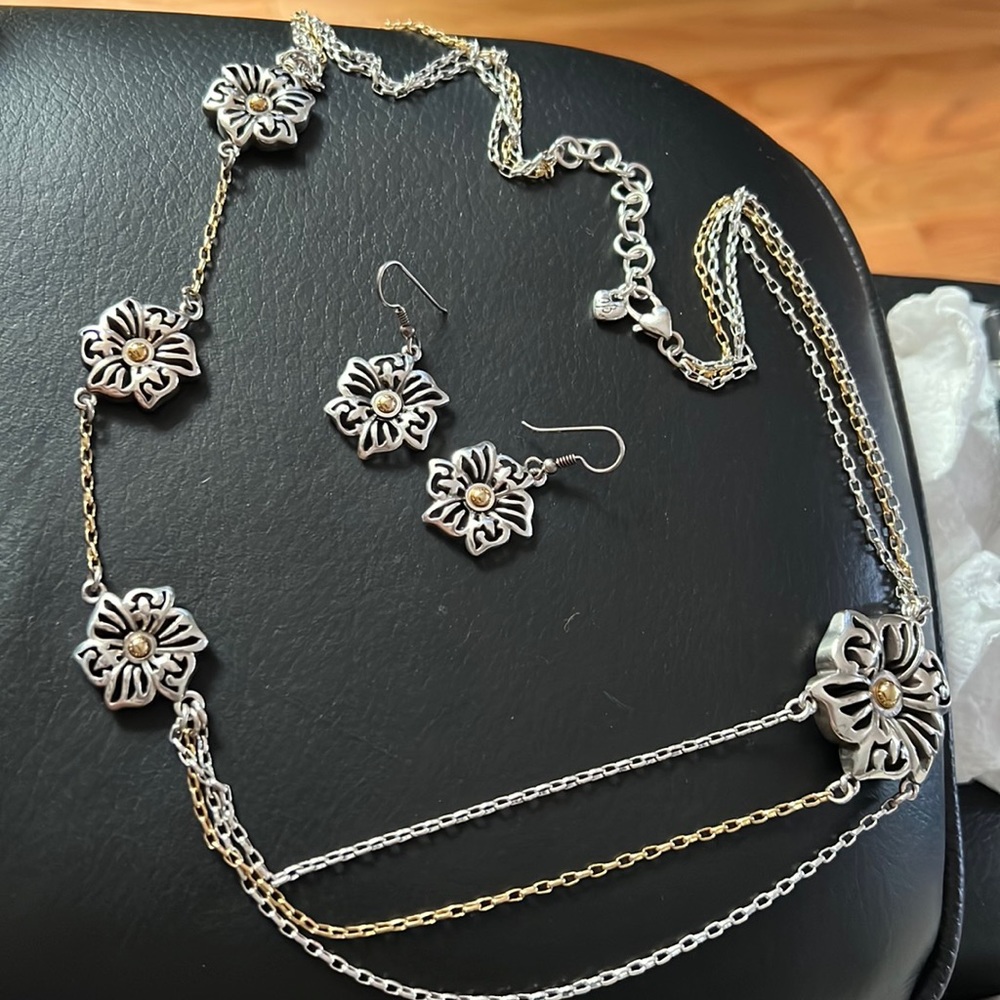 Brighton two tone necklace, earrings, bracelet.